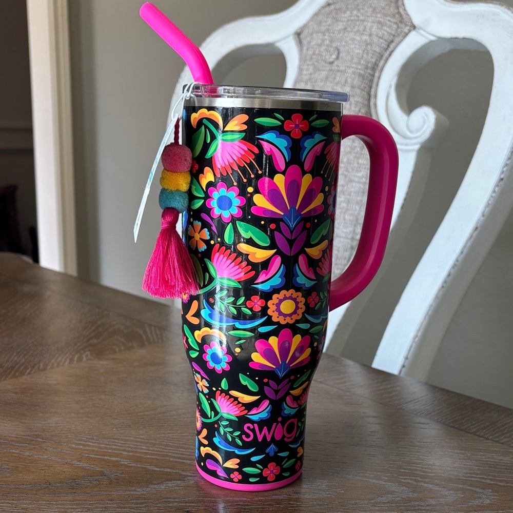 Swig Colorful Floral Tumbler with Straw